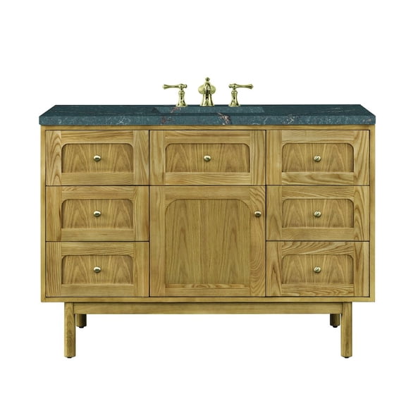 James Martin Vanities 48" Single Vanity, Light Natural Oak w/ 3 CM Parisien Bleu Top