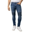 thumbnail image 3 of RAW X Men's Skinny Fit Biker Jean, Comfy Flex Stretch Moto Wash Denim Jeans Pants, Medium Blue, 32W X 32L, 3 of 9