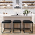 thumbnail image 5 of BELLEZE PU Leather Backless Bar Stool, Black (Set of 2), 5 of 7