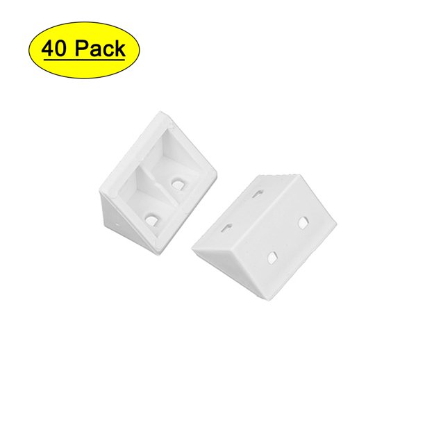 Unique Bargains Plastic Shelf Door Right Angle Corner Brace Bracket White 40 Pcs