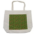 thumbnail image 1 of Melon Shopping Bag, Cartoon Watermelon Slices on Vertical Stripes, Eco-Friendly Reusable Bag for Groceries Beach and More, 15.5" X 14.5", Cream, by Ambesonne, 1 of 2