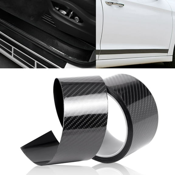 Xotic Tech 5D Carbon Fiber Pattern Soft PVC Door Protector Sill Scuff Cover Sticker Film Universal for Cars (3M * 5CM)