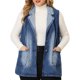 thumbnail image 1 of Women's Plus Size Denim Vests Sleeveless Relax Notched Lapel Vest Sky Blue 3X, 1 of 7