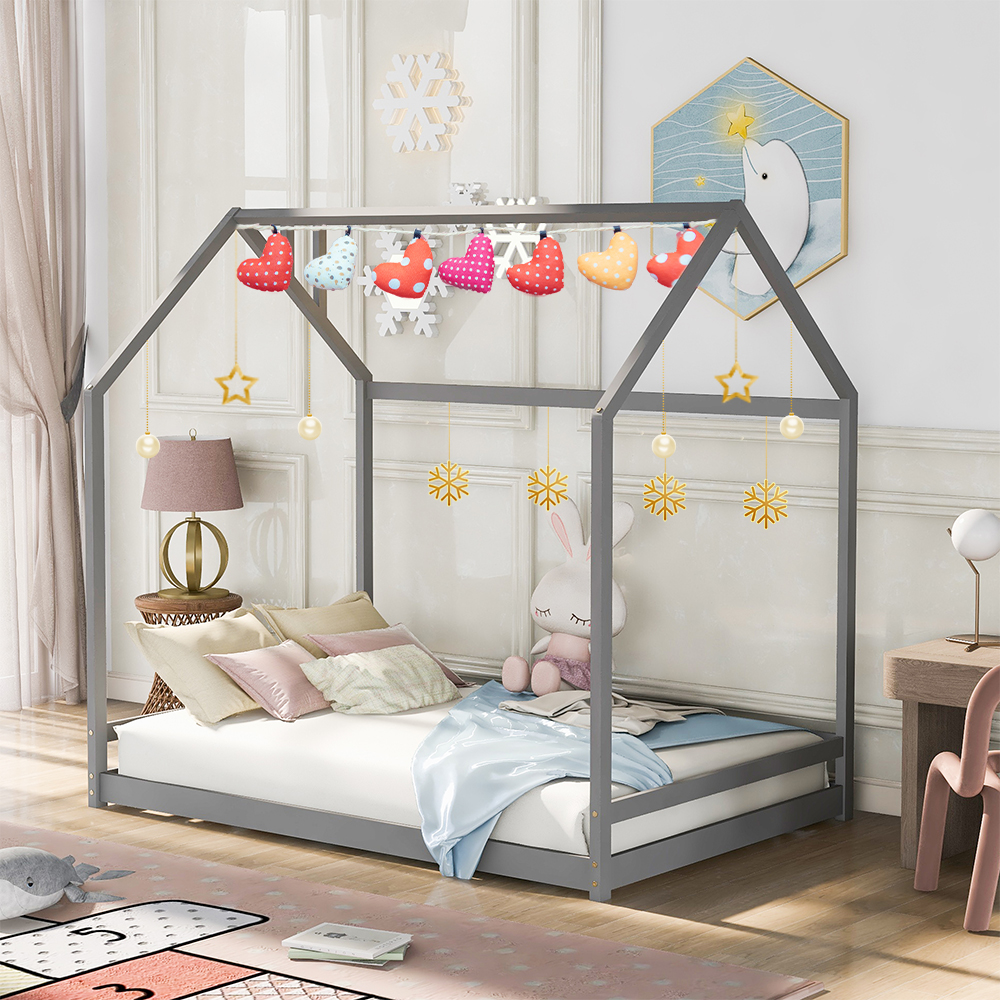 SESSLIFE House Bed Full, Solid Wood House Bed for Kids, Toddler House