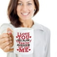 thumbnail image 2 of I Love You Because You're Awesome Sweet Valentines Day Conversation Hearts Coffee & Tea Gift Mug & V Day Container Gifts For Girlfriend, Boyfriend, Boyfie, Wife, Wifey, Husband Or Hubby (15oz), 2 of 4