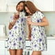 thumbnail image 4 of Fotbe Purple Chicory Bata de Dormir para Mujer con Estampado, Camisón de Algodón de Manga Corta, Ropa de Dormir Casual, 4 of 6