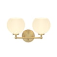 thumbnail image 3 of Aspen Creative 62223, Two-Light Metal Bathroom Vanity Wall Light Fixture, 14-1/2" Wide, Transitional Design in Gold, 3 of 5