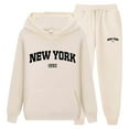 thumbnail image 3 of New York Hoodie and Sweatpants Set Long Sleeve Hooded Sweatshirt with Pockets Elastic Waist Pants Tracksuit for Women, 3 of 4