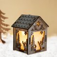 thumbnail image 1 of Escena de madera de Navidad Casa Estatuilla Luz luminosa Decoración de Reno-s Hugo Casa de miniaturas de madera, 1 of 9