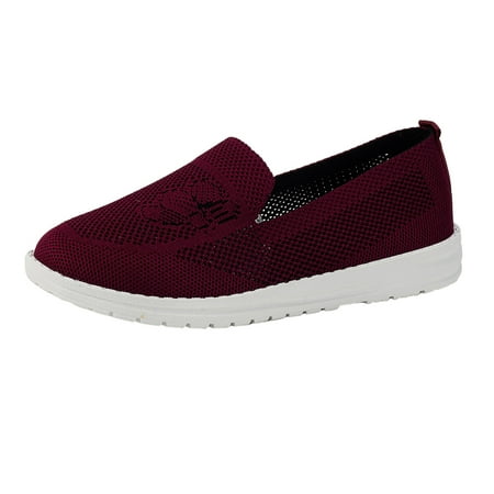 Fauean Slip on Sneakers Women Ladies Breathable Mesh Flat Bottomed Shoes Casual Sneakers Size 40