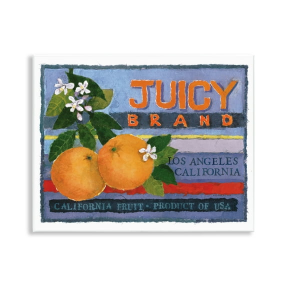 Stupell Industries Juicy Brand Oranges Food & Beverage Painting Unframed Art Print Wall Art, 14 x 11