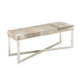 thumbnail image 6 of DecMode Leather Handmade Cowhide Bench with Silver Metal Base, Gray, 6 of 12