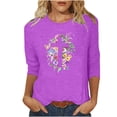 thumbnail image 1 of Blouse pour Femmes T-shirt Imprimé Manches 3/4 Blouse Col Rond Hauts Décontractés, 1 of 1