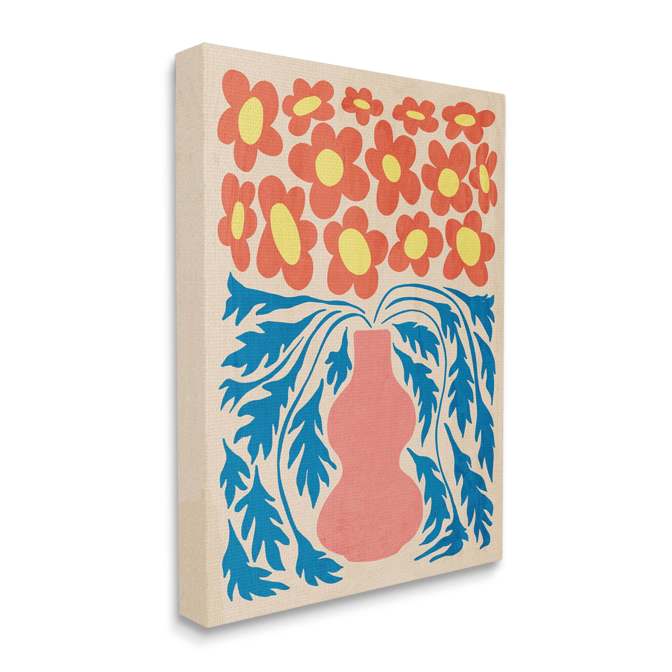 Stupell Industries Retro Flower Pattern Vase Graphic Art Gallery Wrapped Canvas Print Wall Art, Design by Ziwei Li
