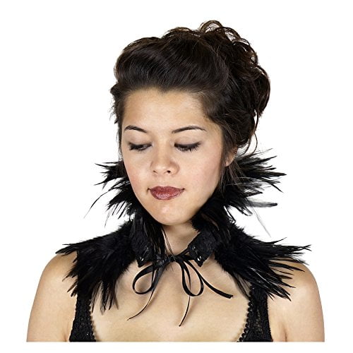 ZUCKER Mode Naturelle Feather Collier Choker - Noir Sexy Haussement d'Épaules Steampunk Accessoires