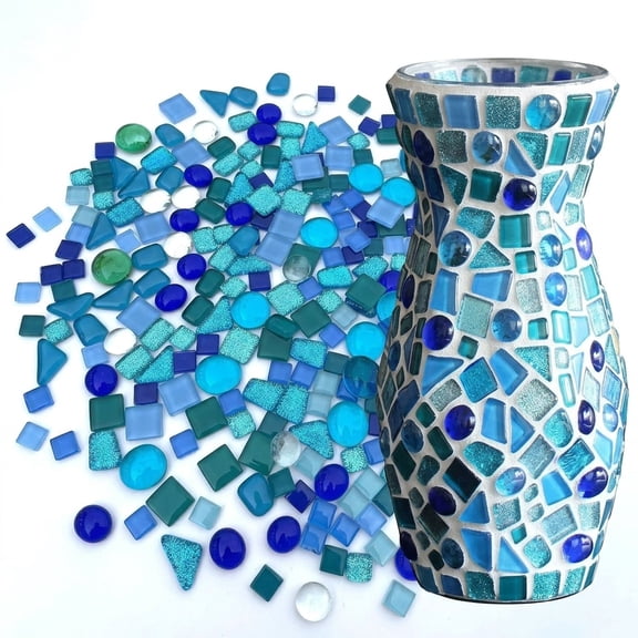 NOGIS Mixed Color Irregular Crystal Mosaic Glass Tiles for Crafts , Bulk Assorted Shapes Small Mosaic Glass Pieces for DIY Picture Home Mosaic Decoration