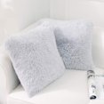 thumbnail image 3 of Luxury Faux Fur Throw Pillow Cover Pack of 2, Deluxe Decorative Plush Pillow Case Cushion Cover Shell for Sofa Bedroom Car 18 x 18 Inch Gray, 3 of 7