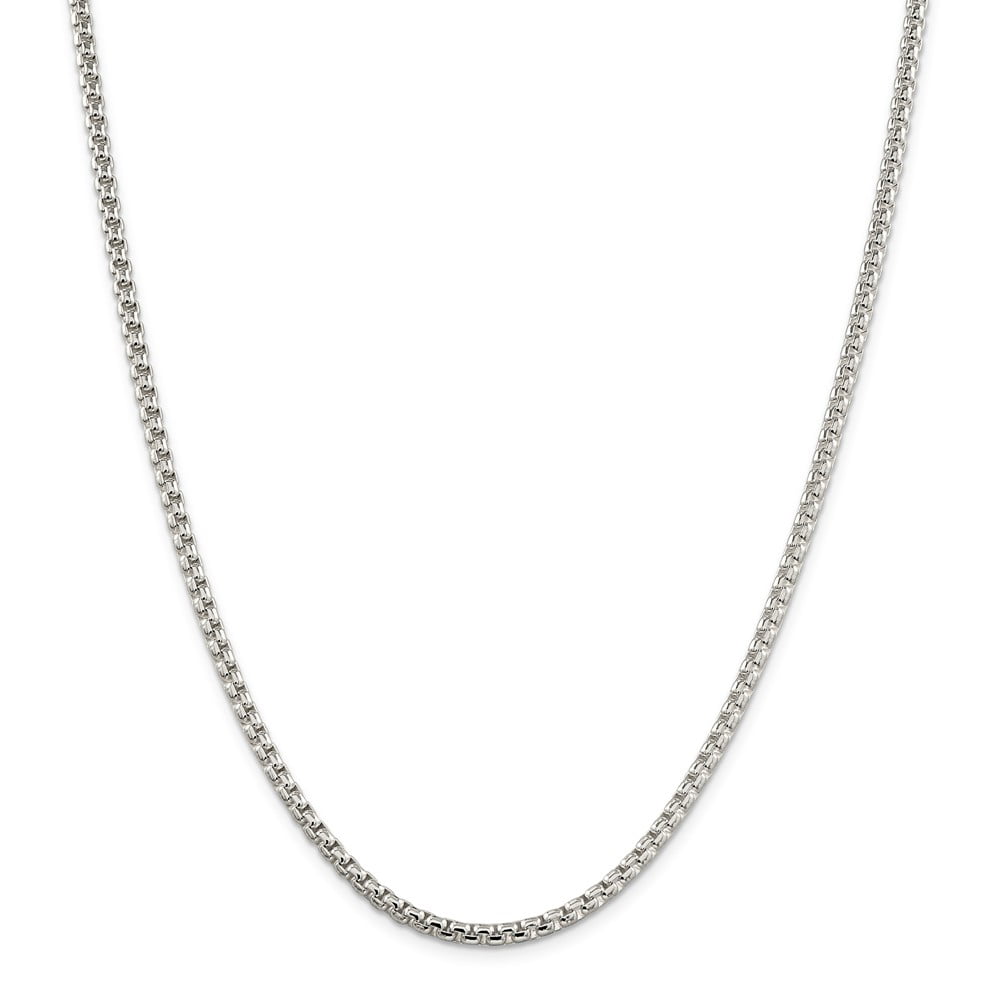Solid 925 Sterling Silver 3.6mm Round Box Chain Necklace 20