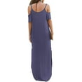 thumbnail image 5 of Aiyino Women's Summer Casual Loose Long Dress Cold Shoulder Short Sleeve Split Maxi Dresses, 5 of 7