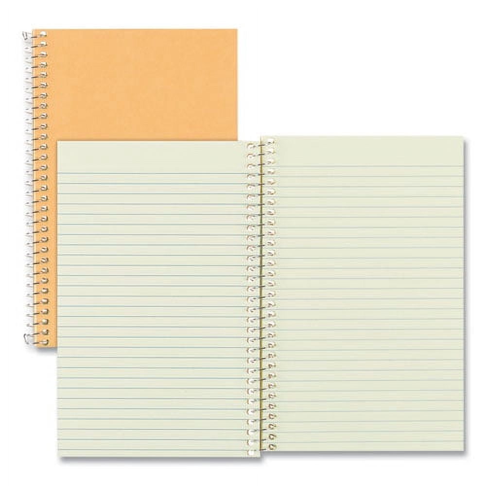 Single-Subject Wirebound Notebooks, 1 Subject, Narrow Rule, Brown Cover, 7.75 X 5, 80 Eye-Ease Green Sheets | Bundle of 5 Each