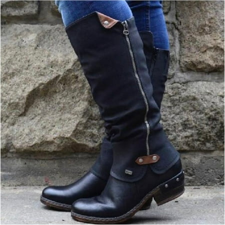 knee high boots with zip at back