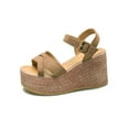 thumbnail image 4 of Viluyesy Womens Heeled Sandals, Ankle Strap Platform Open Toe Elegant Wedge Shoes Khaki, 4 of 5