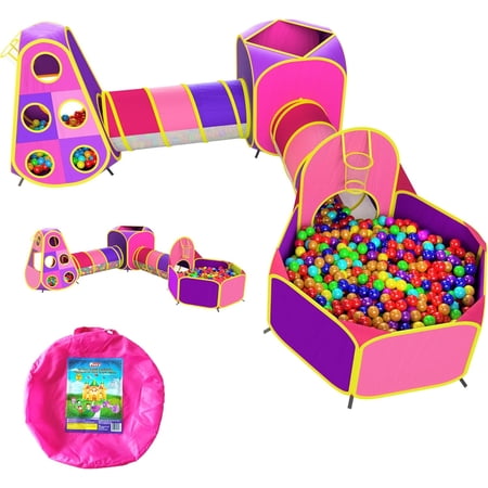 DEA 5pc Kids Play Tents & Tunnels - Ball Pit for Toddlers Basketball Hoop Crawling Tubes Pop-Up Playhouses Baby Obstacle Course for Indoor or Outdoor Use