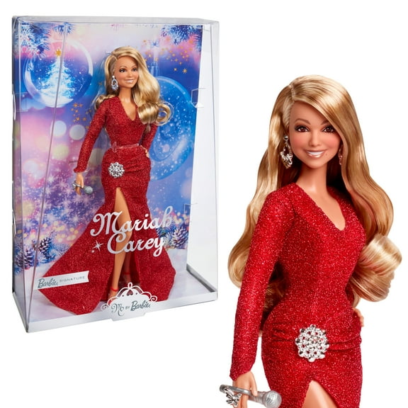 Mariah Carey Barbie Doll, Holiday Celebration Collectible, Glittery Red Gown with Silver Accessories