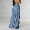 thumbnail image 6 of jtjvou Women Hollow Out Baggy Jeans Y2k High Waisted Straight Leg Criss Cross Denim Pants Blue XL, 6 of 9