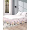 thumbnail image 4 of Wildflowers Bed Skirt Queen Size 18 Inch Drop, Wrap Around Bed Skirts, Spring Watercolor Tulip Floral Leaf Pink Plaid Elastic Bedskirt Pleated Bed Frame Cover Luxurious Dust Ruffle for Queen Bed, 4 of 6