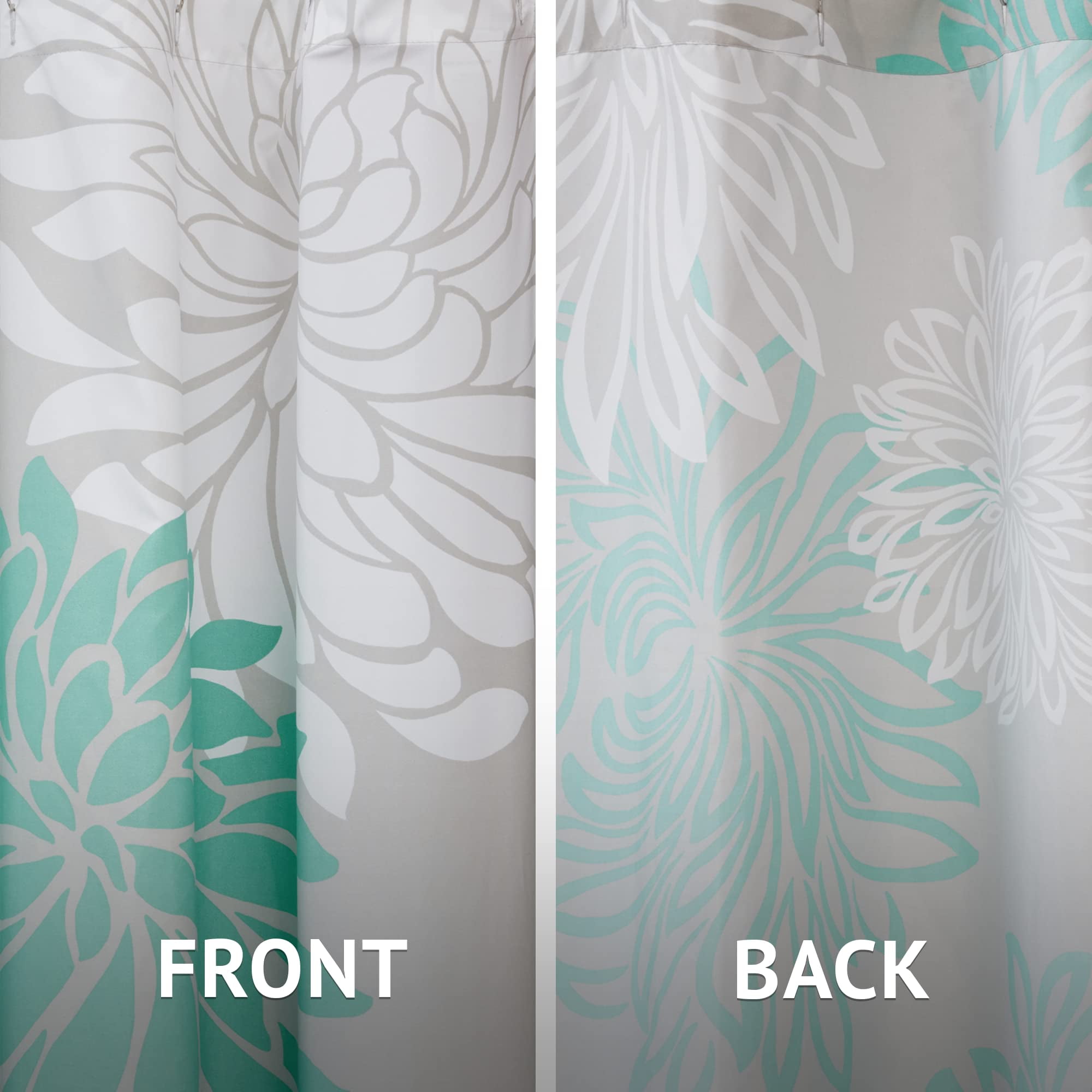 Comfort Spaces Floral Shower Curtain, Modern, Aqua, 72" x 72"