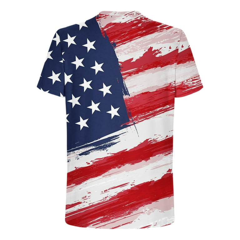 Suncoda Mens Fourth Of July Shirt, Round Casual Fitness USA Flag T
