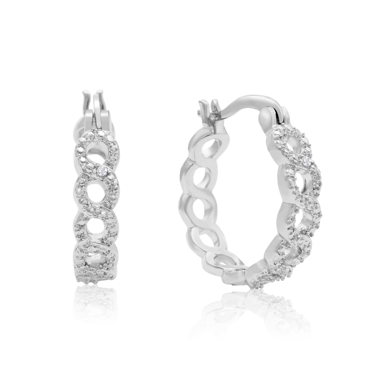 SuperJeweler Infinity Diamond Hoop Earrings, Platinum Overlay, 3/4 Inch For Women