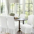 thumbnail image 2 of SUKAIKEQA Dining Room Chair Covers Set of 4, Stretch Parsons Slipcovers with Skirt Super Fit Spandex Chair Seat Protector Cover for Dining Room, Hotel, Ceremony,White, 2 of 6