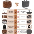 thumbnail image 6 of Hanging Toiletry Bag PU Leather Travel Organizer with 3 Compartments, Dark Brown, 6 of 7