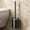 Black, variant on Aluminum Alloy Toilet Bowl Brush, Modern Compact Design, Long Handle Bristles, Suction Cup Installation, for Bathroom Cleaning