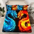 thumbnail image 2 of Feelyou Blue Orange Dragon Bed Sheets, Cartoon Magic Animal King Sheets, 4pcs, 2 of 7