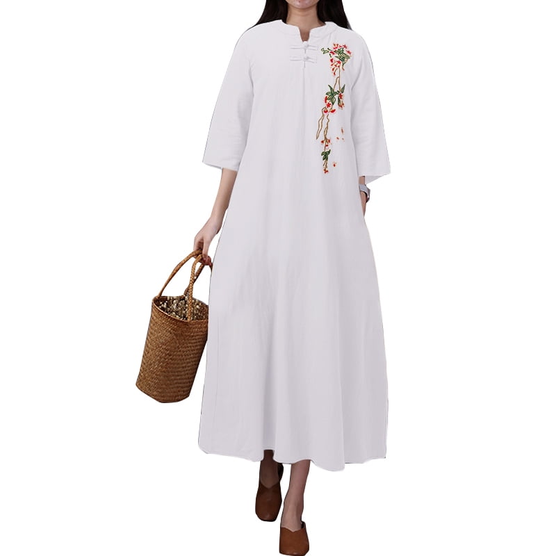 ZANZEA Fashion Dresses Button Down Front Pockets O-Neck Floral