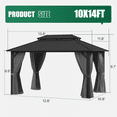 thumbnail image 6 of LazySunsets 14' X 10' Hardtop Gazebo with Double Roof Outdoor Gazebos for Patio Lawn and Garden Included Netting and Curtains, Gray, 6 of 9