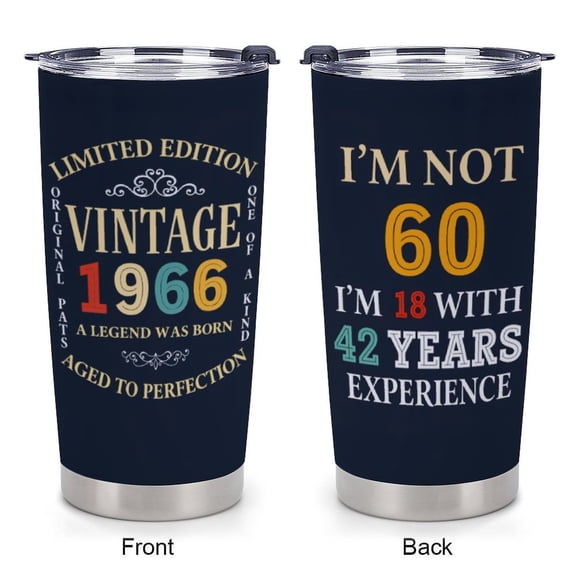 60th Birthday Gift Ideas For Men Women Turning Sixty - 1966 Vintage Present For Him Her - 60th Decoration Party - Sixty Tumbler 20oz - Happy 1966 Celebration For Year Old Milestone