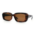 thumbnail image 4 of Womens Luxe Mod Fashion Rectangle Beveled Thick Plastic Sunglasses Tortoise - Brown, 4 of 8