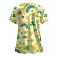 thumbnail image 4 of GEWSEY St. Patricks Day Scrub Tops for Women Irish Shamrock Holiday Shirts V Neck Short Sleeve Nursing Uniform with Pockets (Yellow, XL), 4 of 8