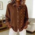 thumbnail image 4 of Utoimkio Women's Long Sleeve Button Down Shirts Casual Striped Dress Shirt Collared Office Work Blouse Tops Size S-XXL, 4 of 6