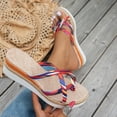 thumbnail image 4 of Espadrilles for Women Bow Slide Sandals Strappy Wedge Platform Heels Casual Summer Dressy Flip Flops Red Size 10, 4 of 7