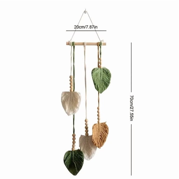 Bohemian Style Handwoven Cotton Rope Leaf Wall Hanging Creative Home Decor Room Wall Artistic Tassel Wall Tapestry