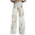 thumbnail image 3 of QATAINLAV Women's Baggy Wide Leg Jeans Button High Waisted Denim Trousers Trendy Leaf Print Jean Pants 2024 Fall Clothes Ofertas Flash Multicolor XXL, 3 of 6