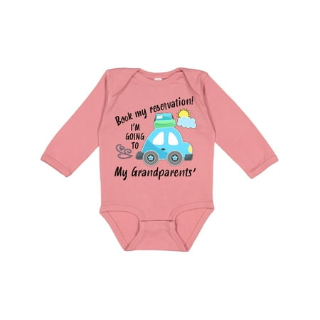 

Inktastic Book my Reservation! I m Going To My Grandparents Gift Baby Boy or Baby Girl Long Sleeve Bodysuit
