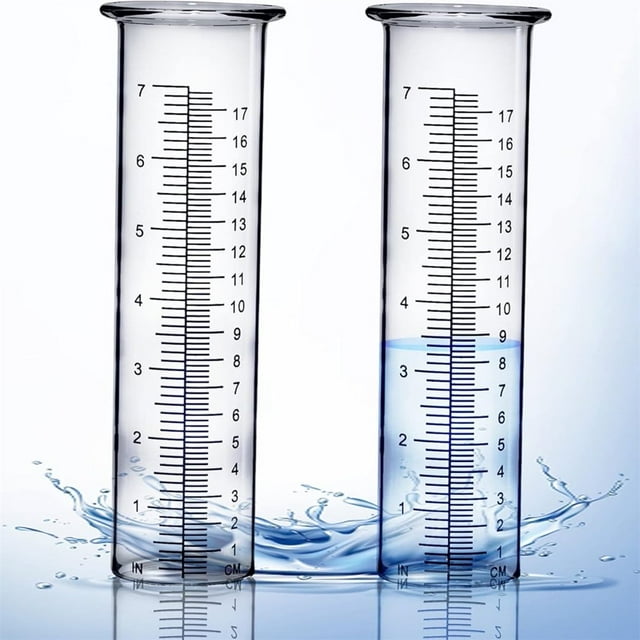 SUTENGDA 7” Plastic Rain Gauge Replacement Tube 2 Pack Transparent Cold Resistance Rain Crack Measuring Tool Rain Measurement Gauge for Outdoor Garden Yard Home