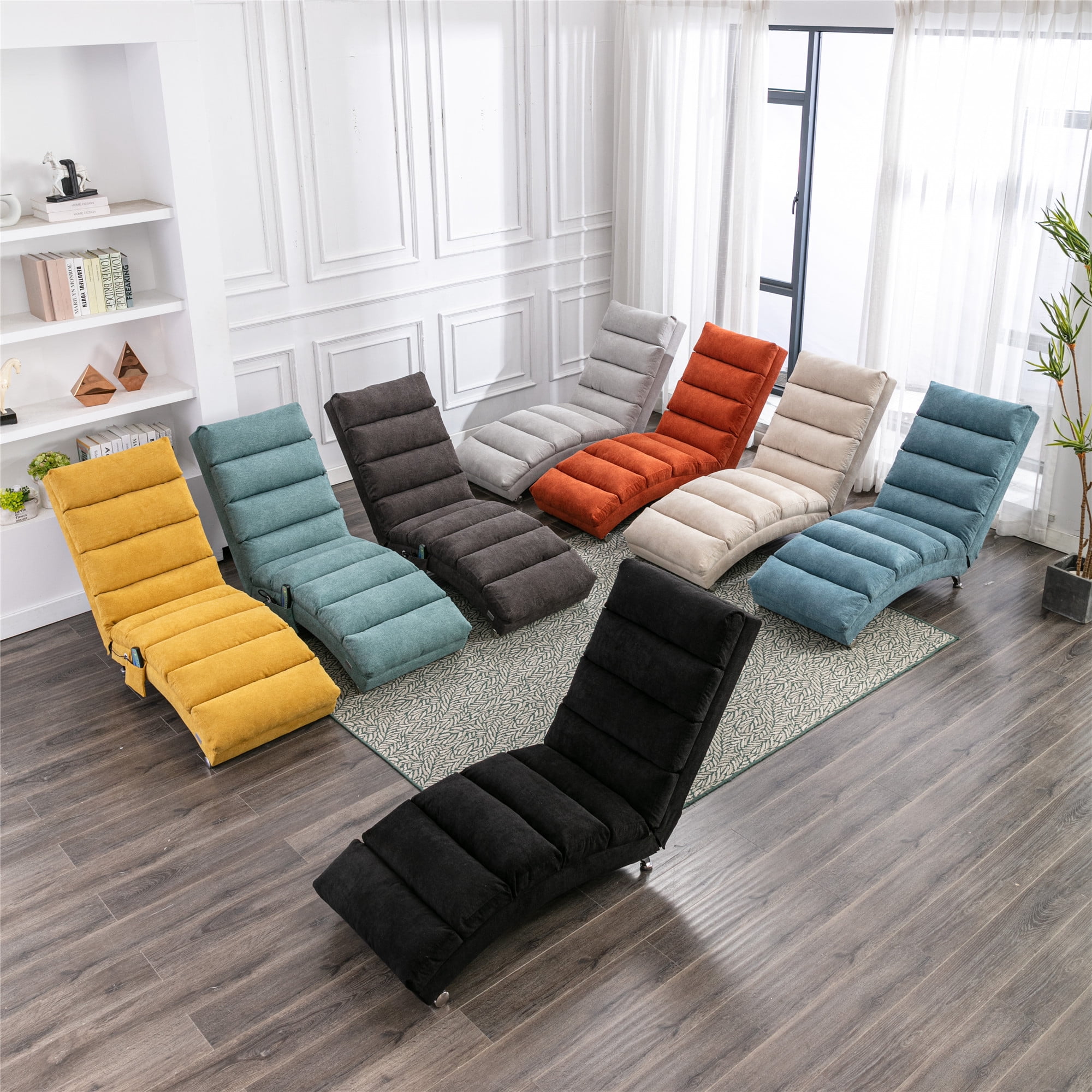 Sailvan Luxury Vibration Chaise Lounge, Modern Fabric Recliner for Living Room/Bedroom