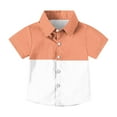 thumbnail image 6 of CYRBOKOToddler Boys Button Down Shirts, Holiday Comfy Casual Short Sleeve Summer Tops Orange Size 13-14 T, 6 of 7